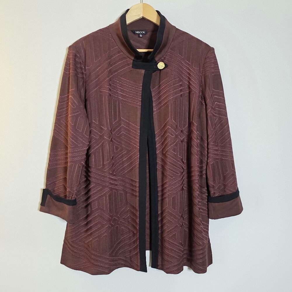 Misook Brown Stretchy knit business Rayon blazer Size XL Excellent condition